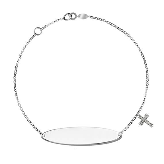 pulsera plata placa cruz